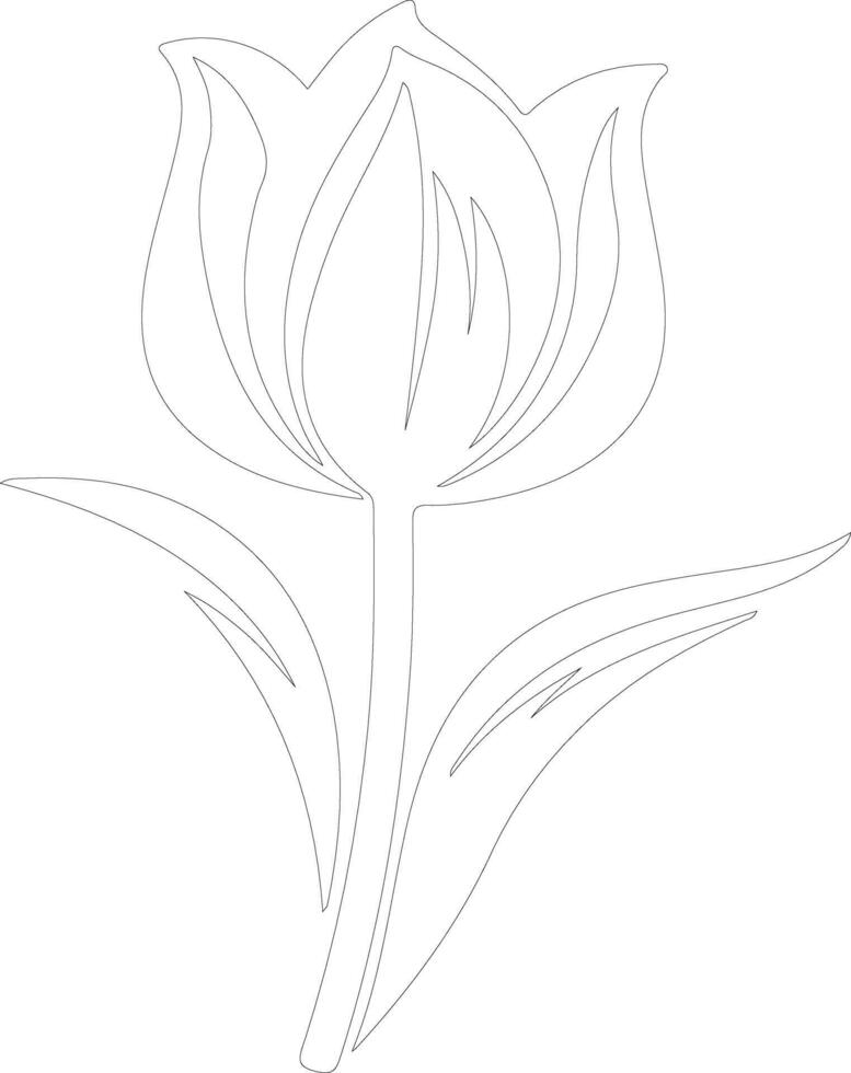 AI generated tulip  outline silhouette vector