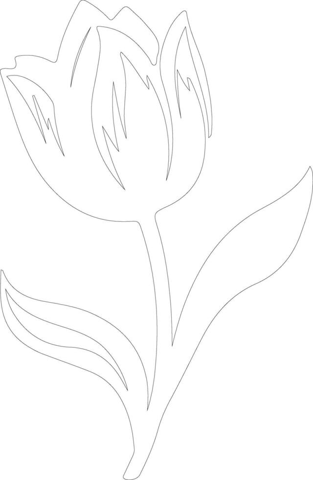 AI generated tulip  outline silhouette vector