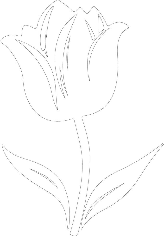 AI generated tulip  outline silhouette vector