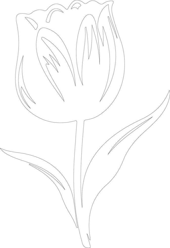 AI generated tulip  outline silhouette vector