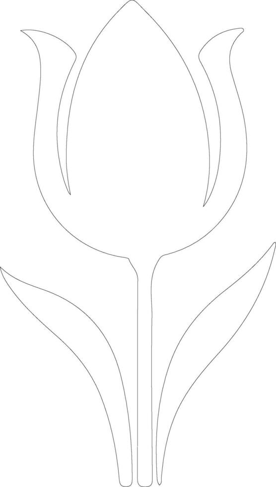 AI generated tulip  outline silhouette vector