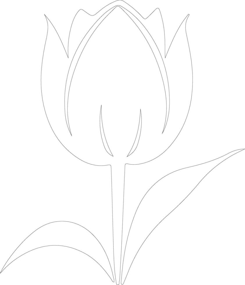 AI generated tulip  outline silhouette vector