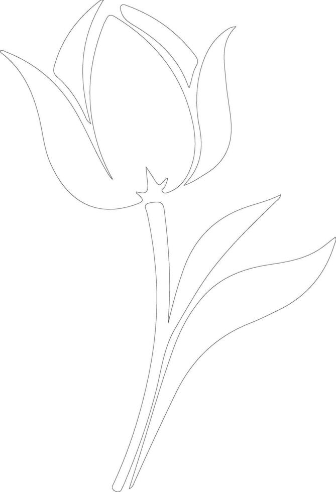 AI generated tulip  outline silhouette vector