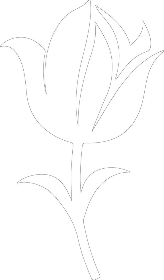 AI generated tulip  outline silhouette vector