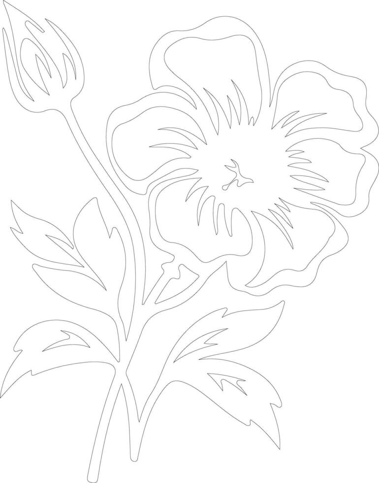 AI generated wild prairie rose  outline silhouette vector