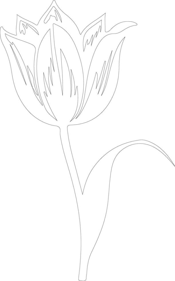 AI generated tulip  outline silhouette vector
