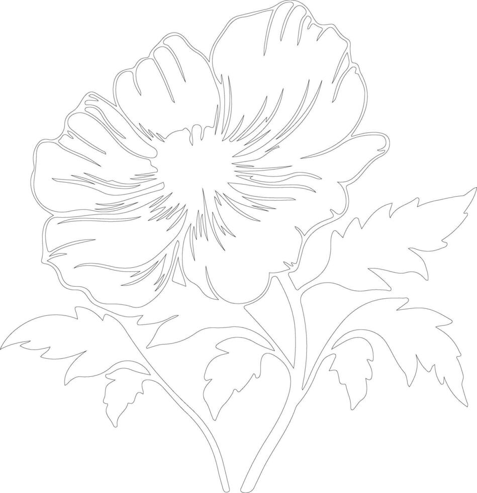 AI generated wild prairie rose  outline silhouette vector