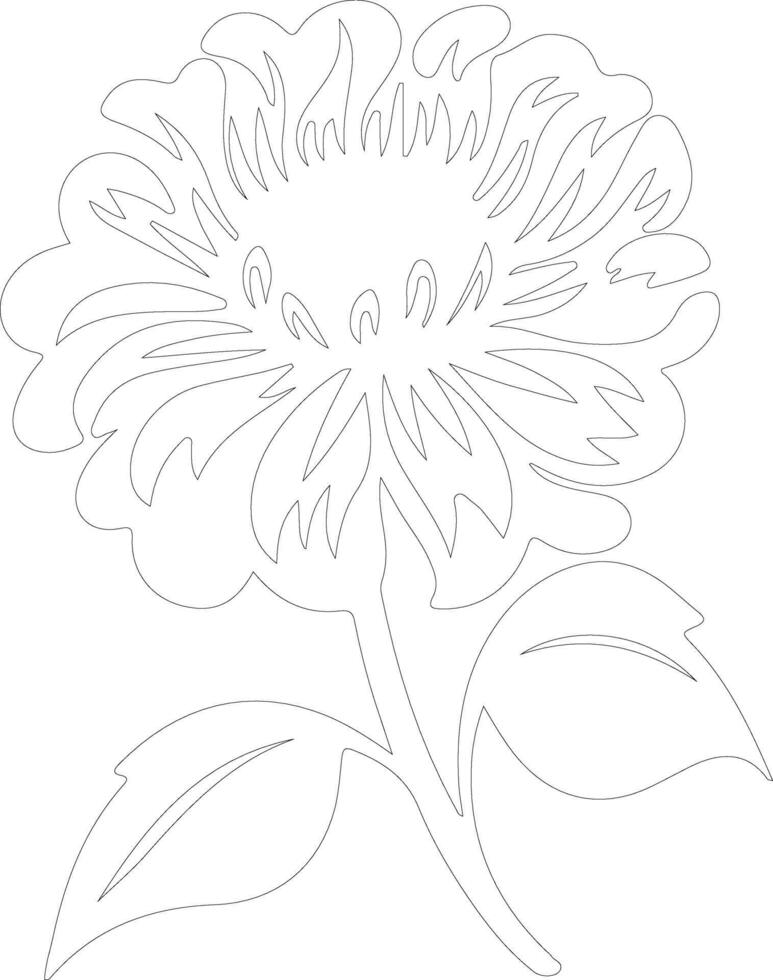 AI generated zinnia  outline silhouette vector