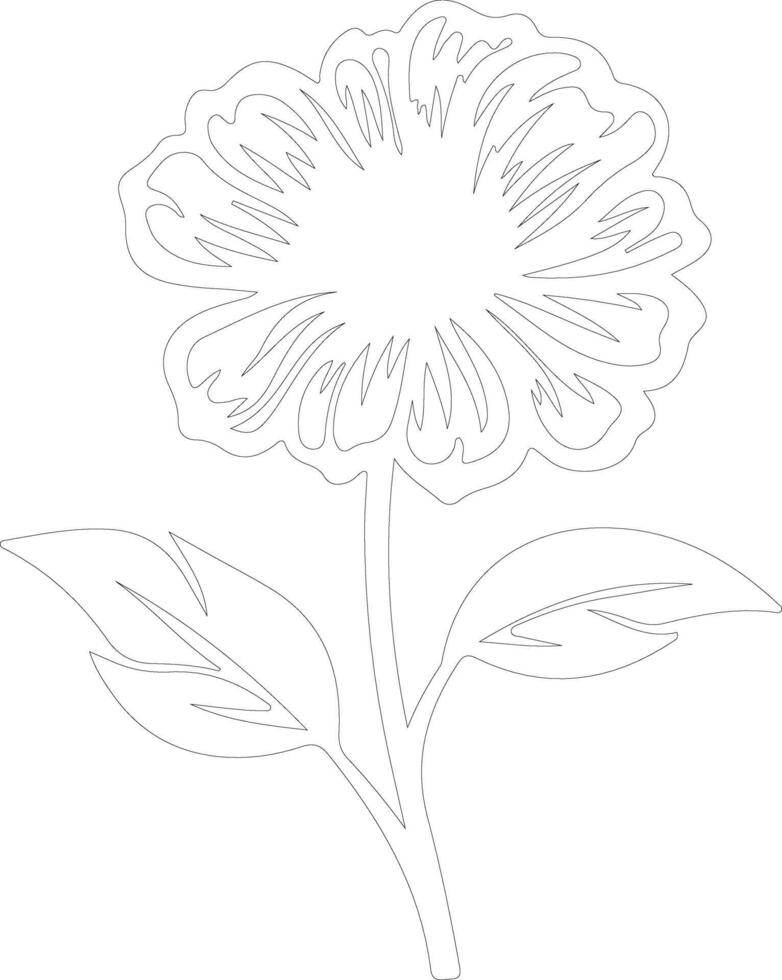 AI generated zinnia  outline silhouette vector