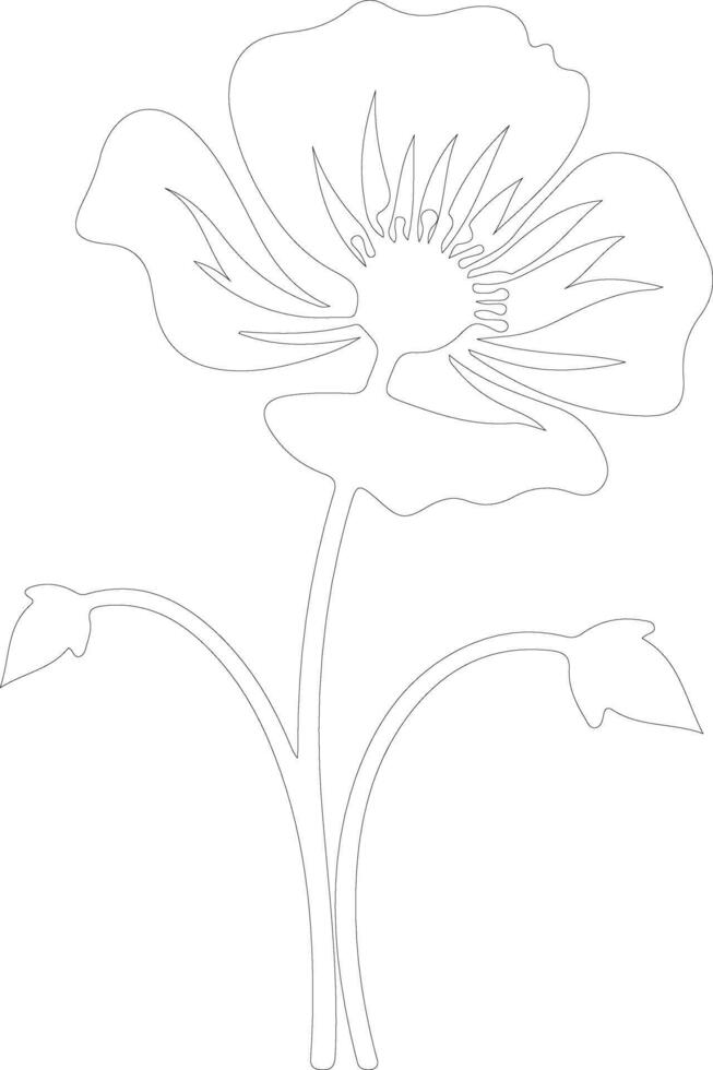 AI generated California poppy  outline silhouette vector