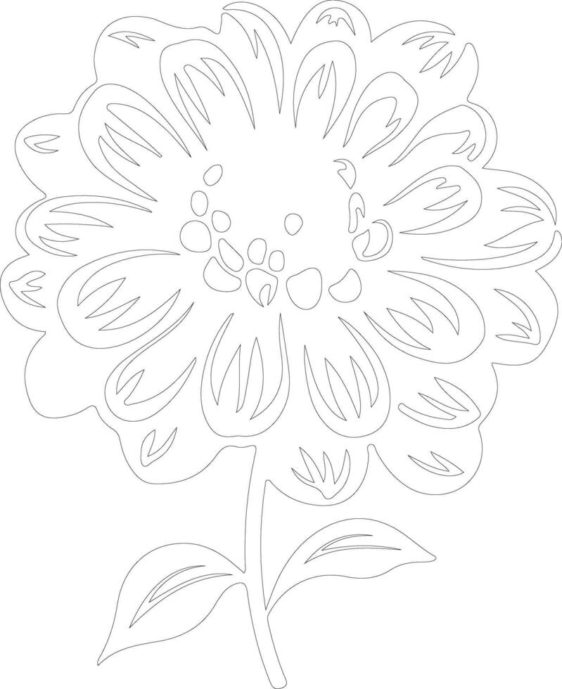 AI generated zinnia  outline silhouette vector