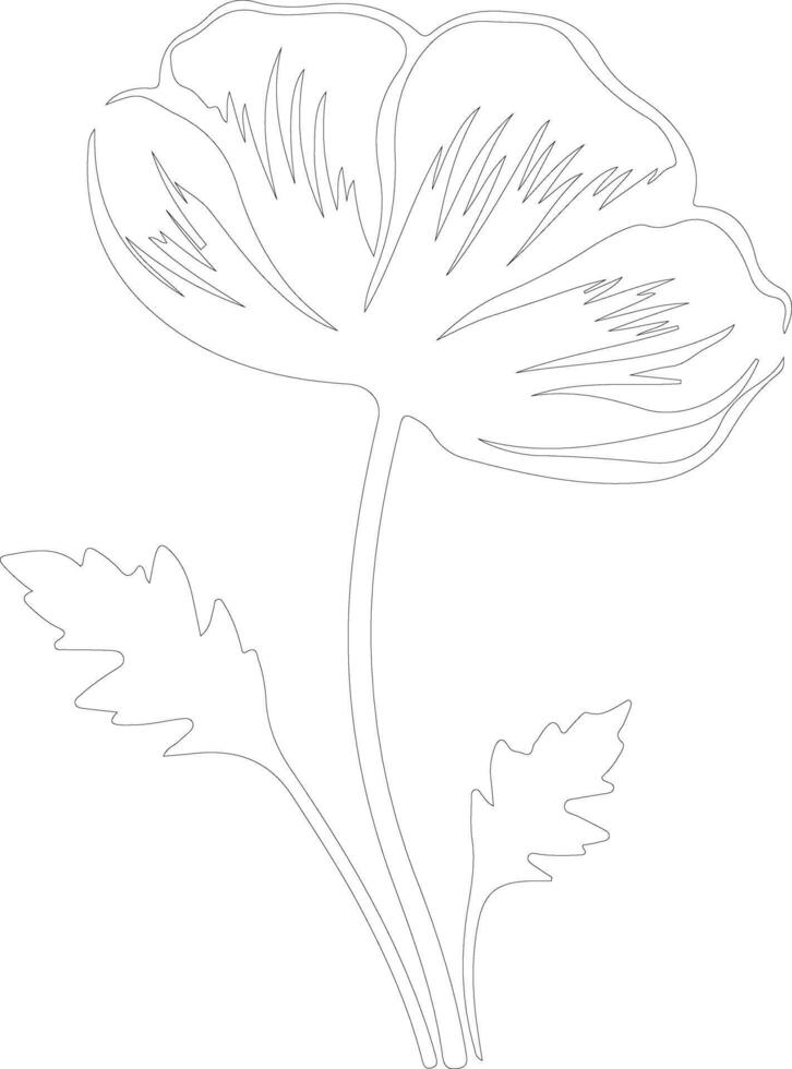 AI generated California poppy  outline silhouette vector