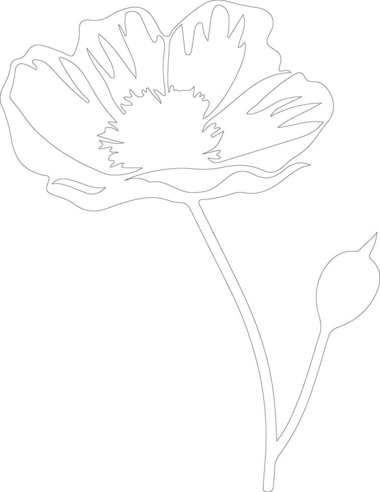 AI generated California poppy  outline silhouette vector