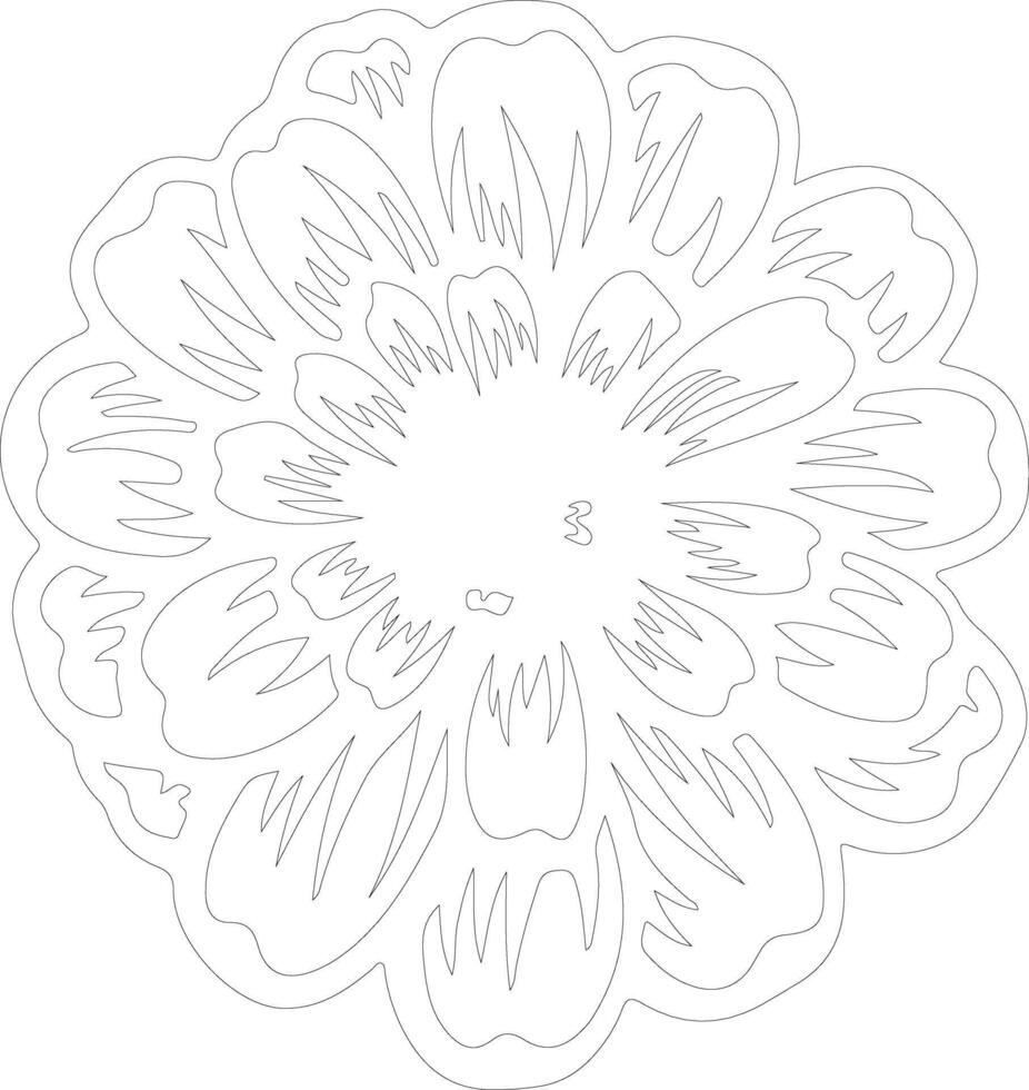 AI generated zinnia  outline silhouette vector
