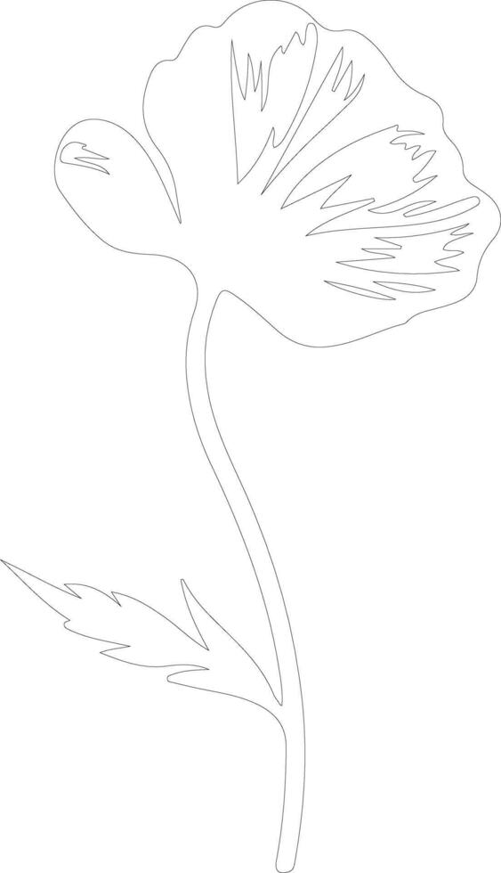 AI generated California poppy  outline silhouette vector