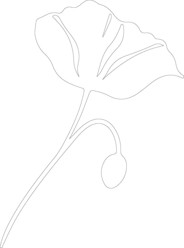 AI generated California poppy  outline silhouette vector