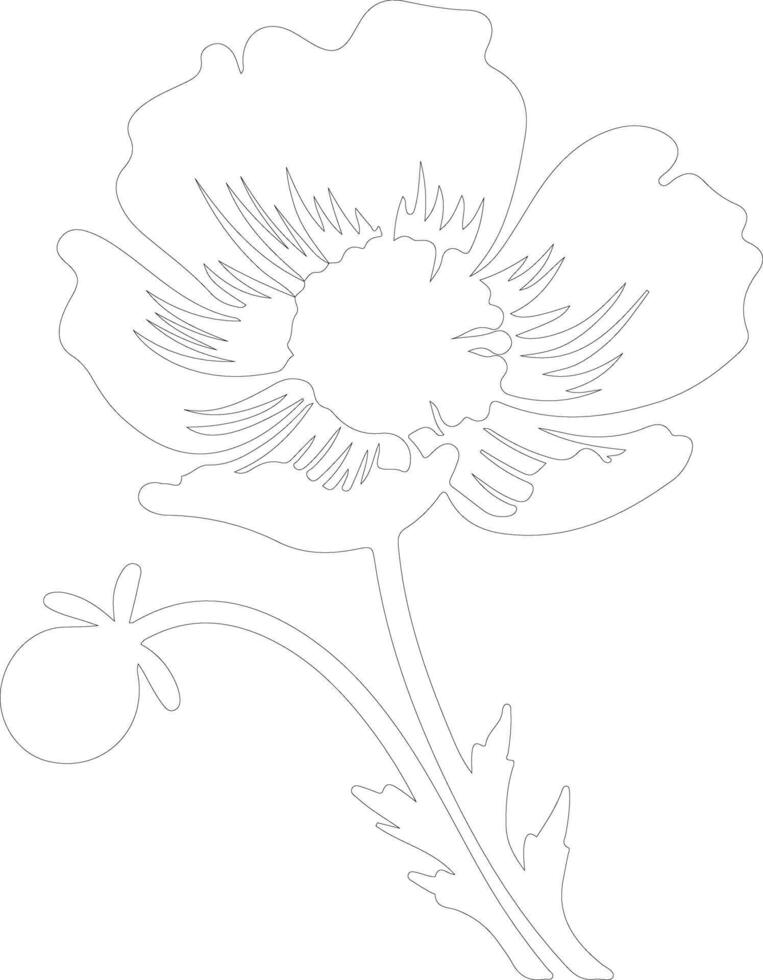 AI generated anemone  outline silhouette vector