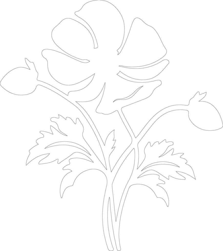 AI generated anemone  outline silhouette vector