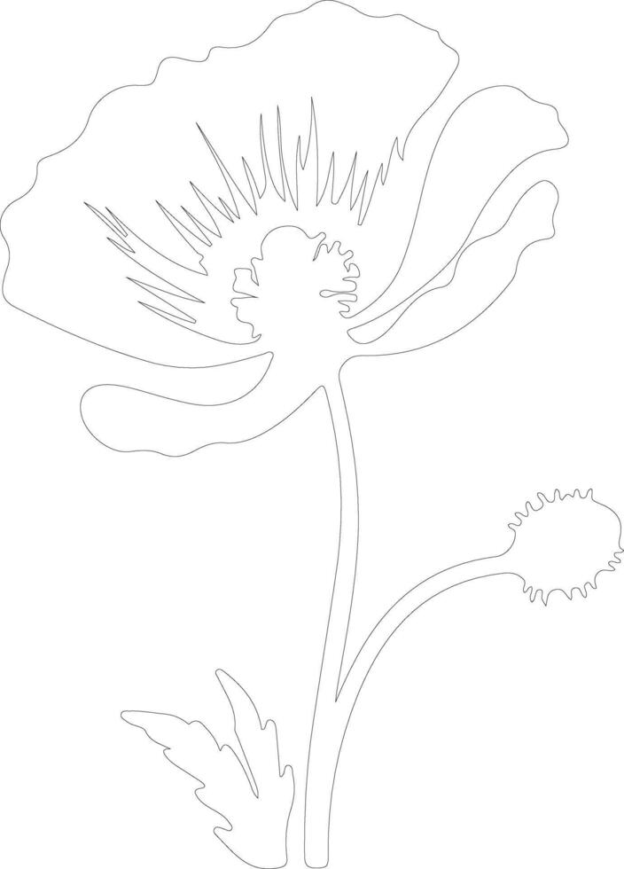 AI generated California poppy  outline silhouette vector