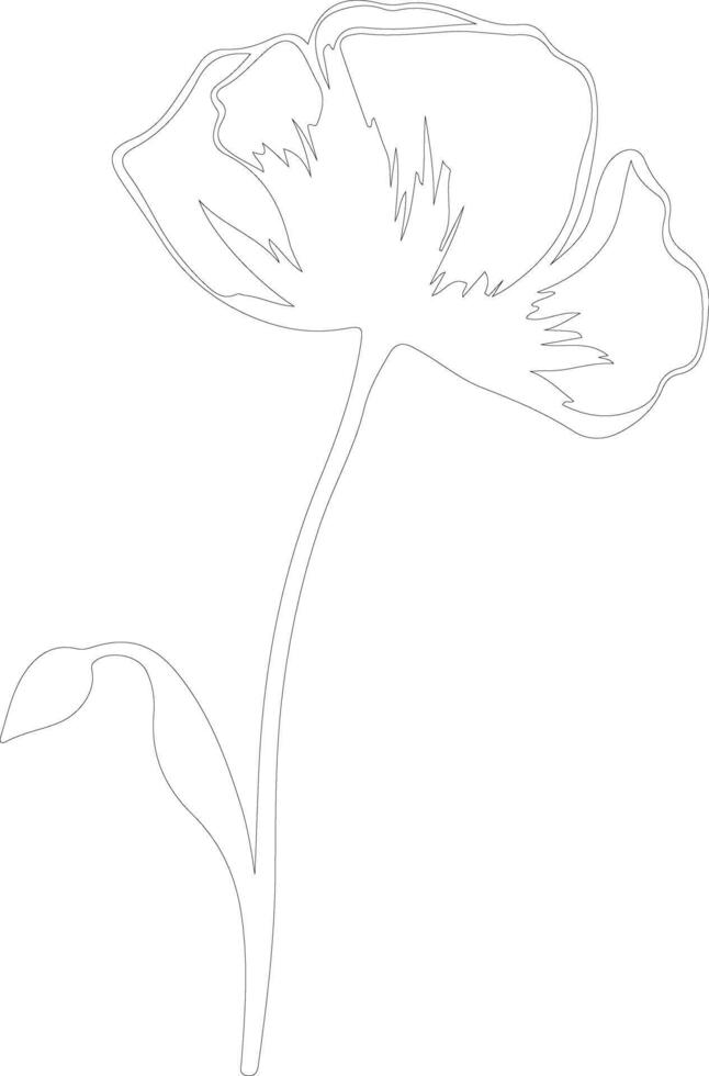 AI generated California poppy  outline silhouette vector