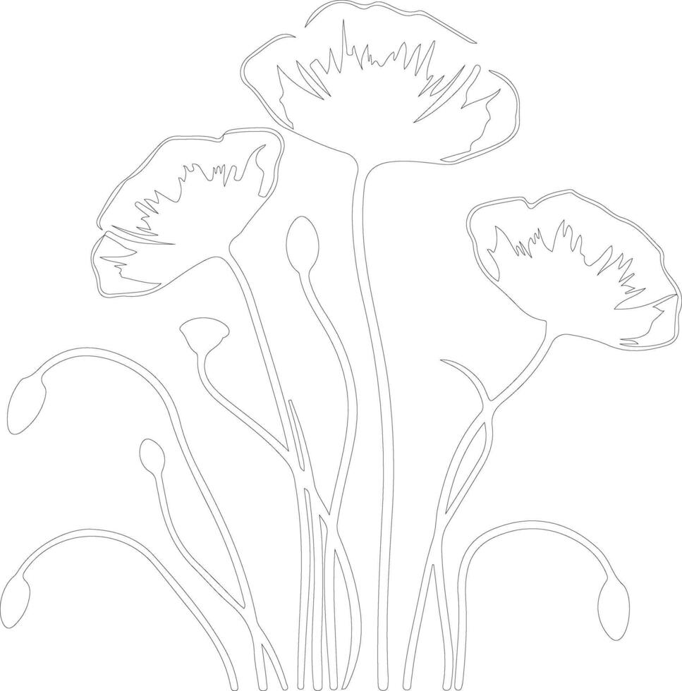 AI generated California poppy  outline silhouette vector