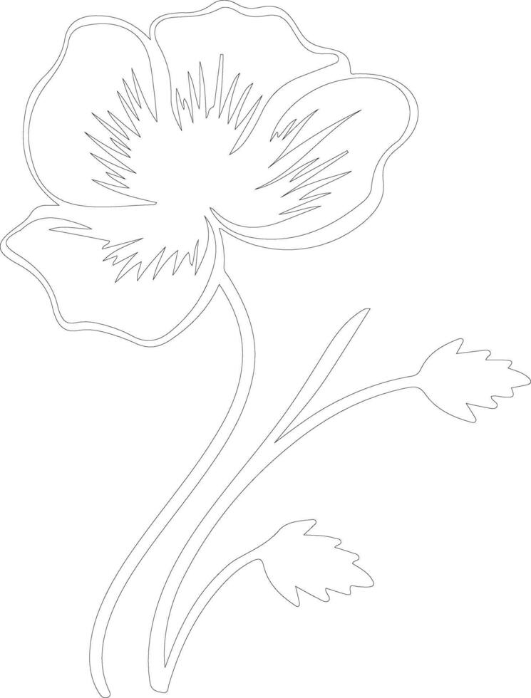 AI generated California poppy  outline silhouette vector