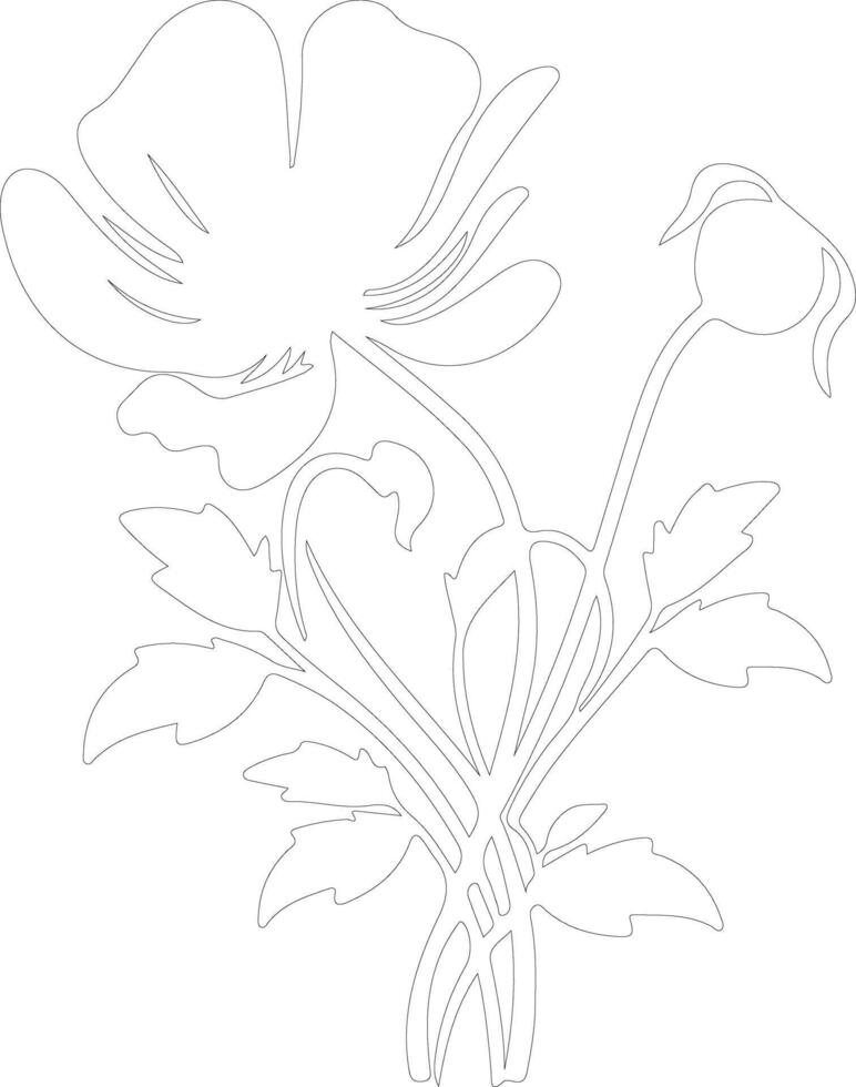 AI generated anemone  outline silhouette vector