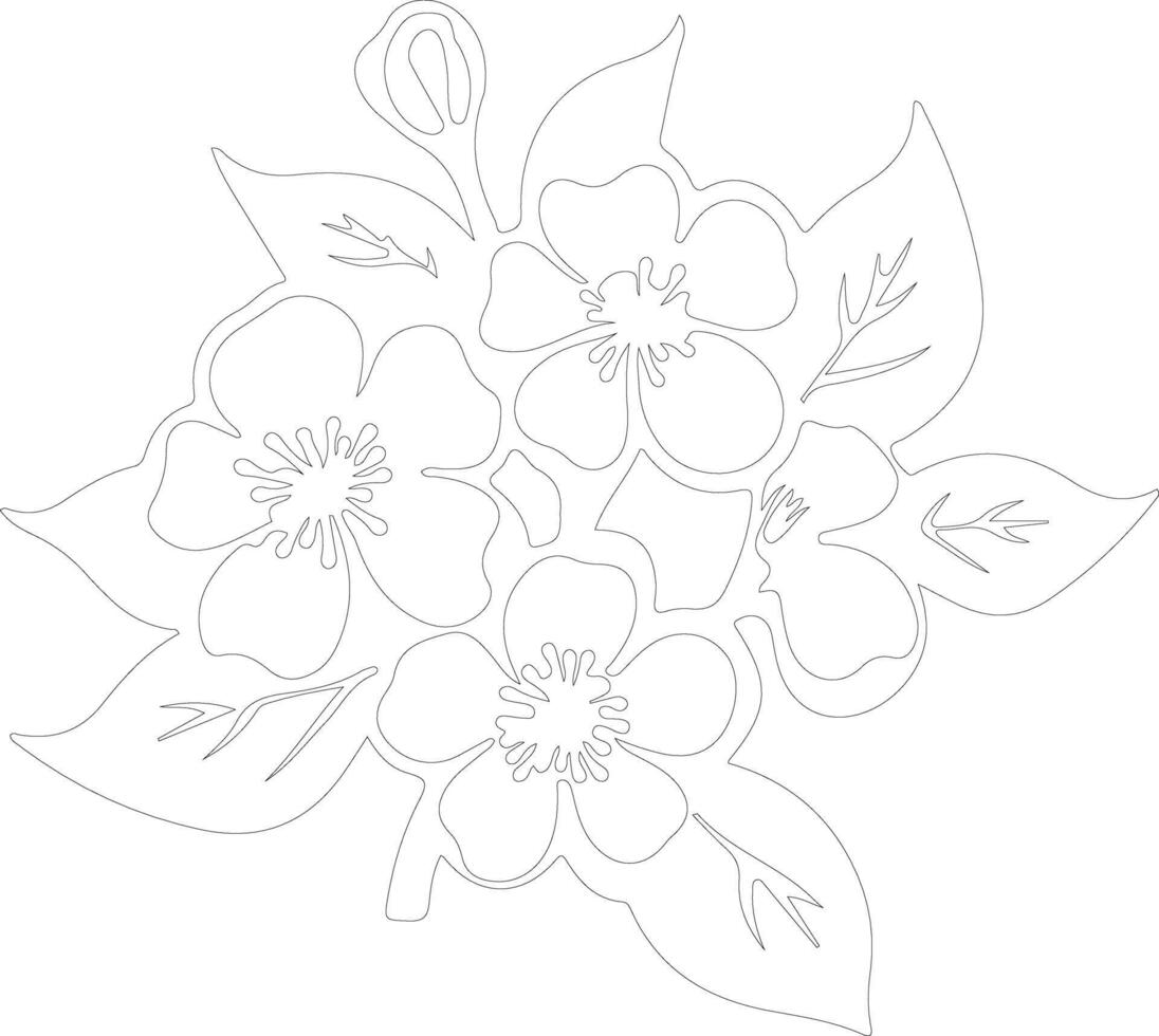 AI generated apple blossom  outline silhouette vector