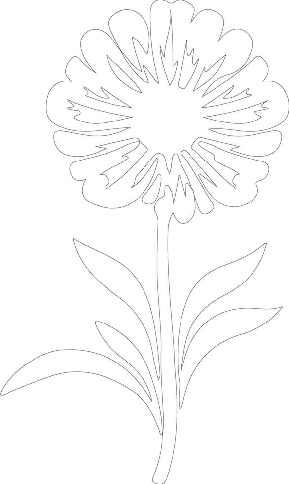 AI generated bachelor button  outline silhouette vector