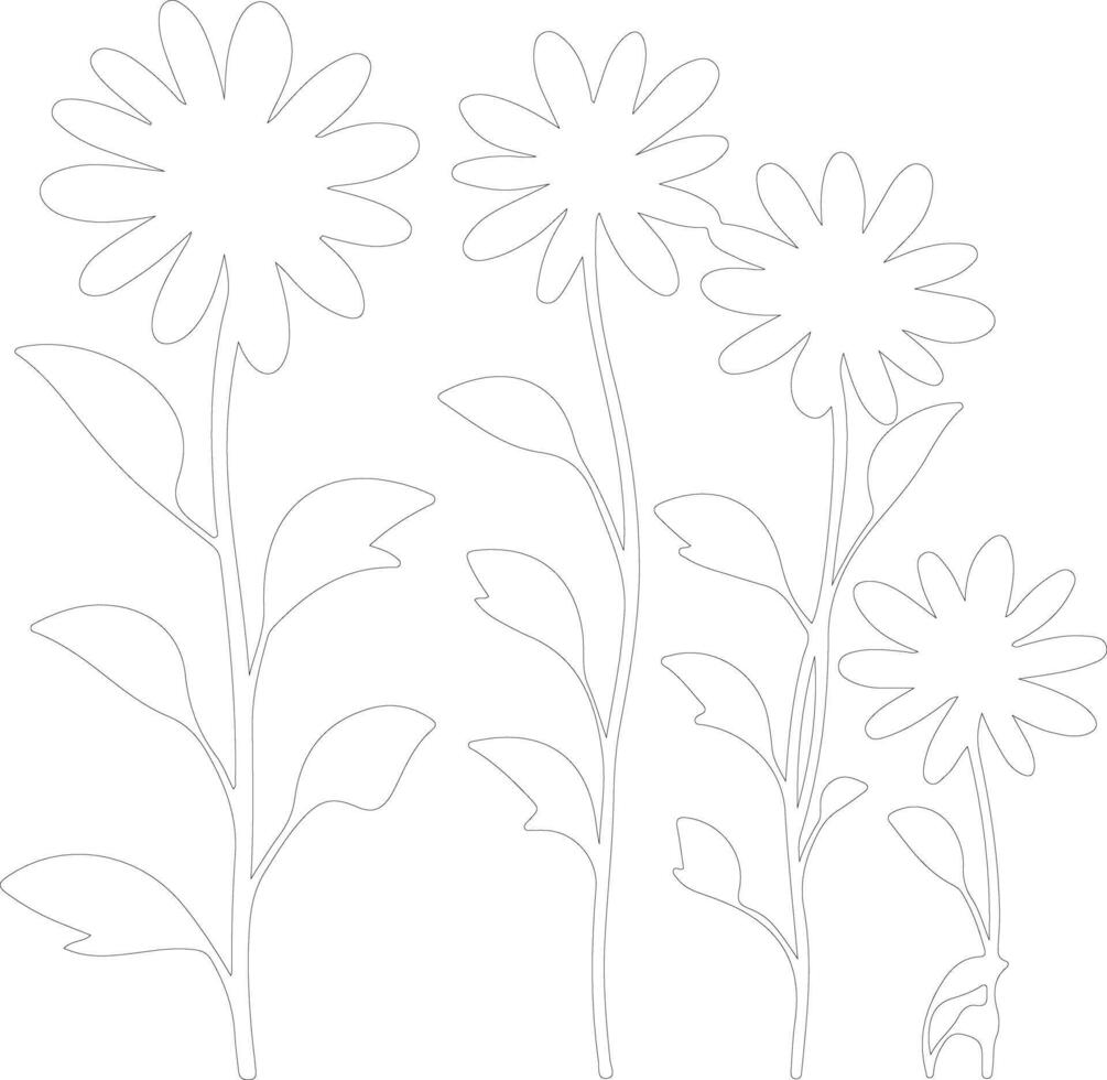 AI generated black-eyed Susan  outline silhouette vector