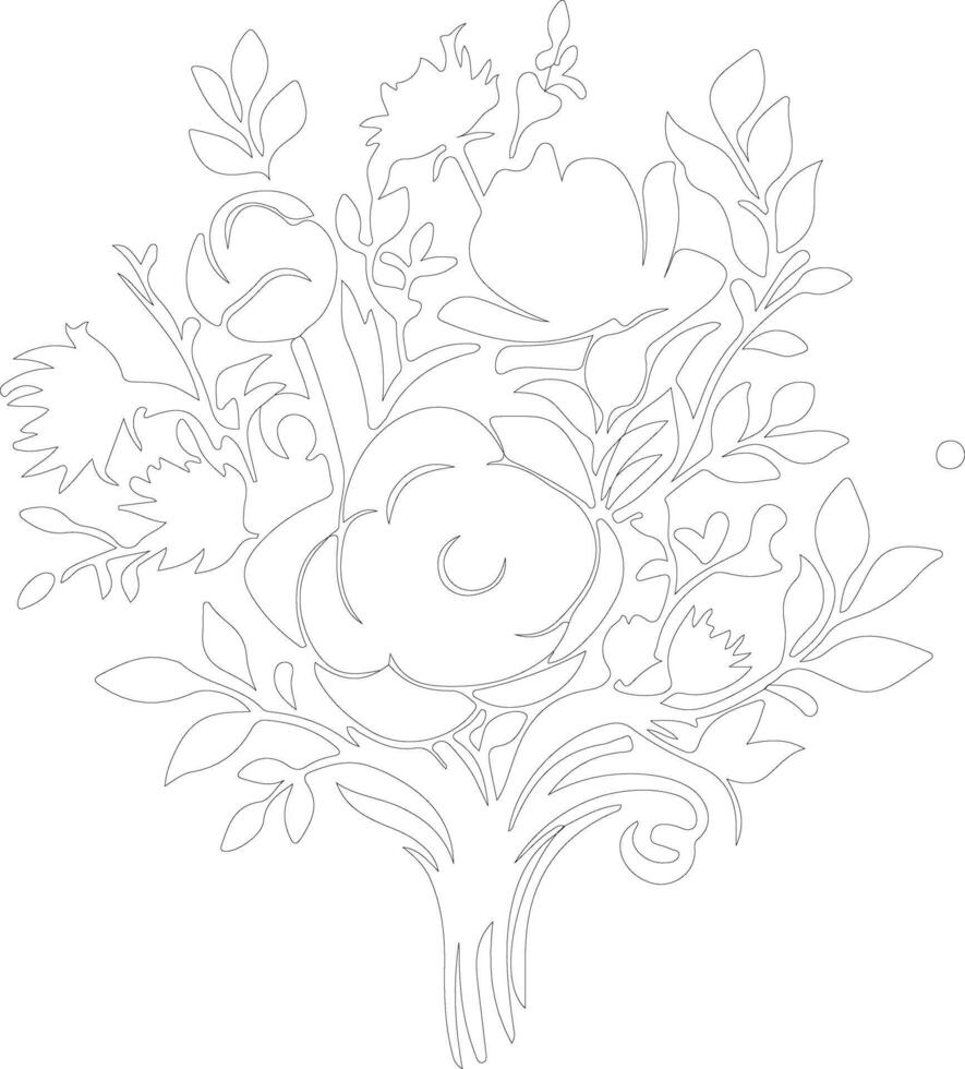 AI generated bouquet  outline silhouette vector