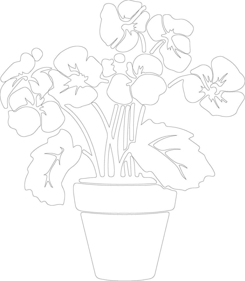 AI generated begonia  outline silhouette vector