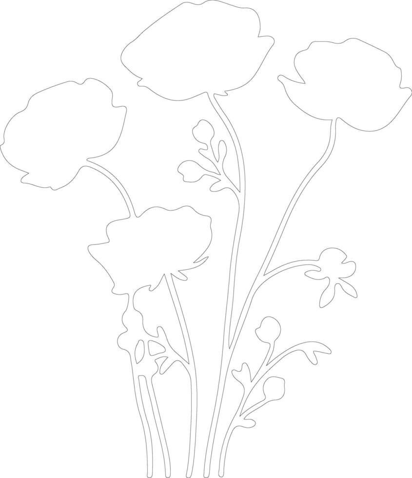 AI generated buttercup  outline silhouette vector