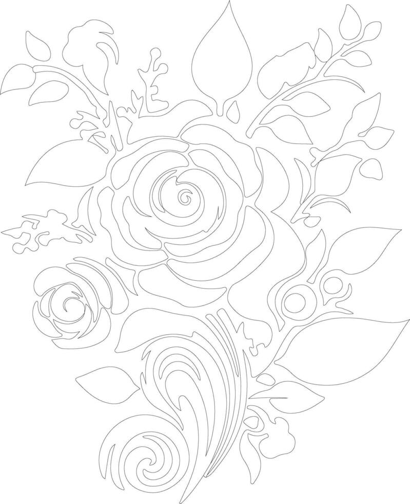 ai generado ramo de flores contorno silueta vector