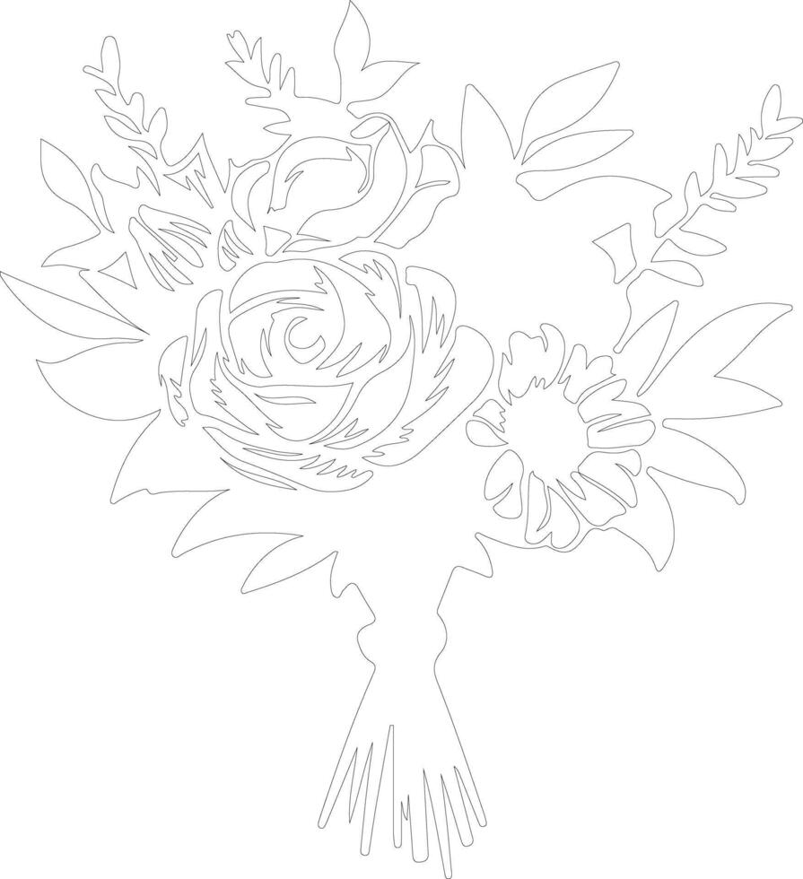 AI generated bouquet  outline silhouette vector