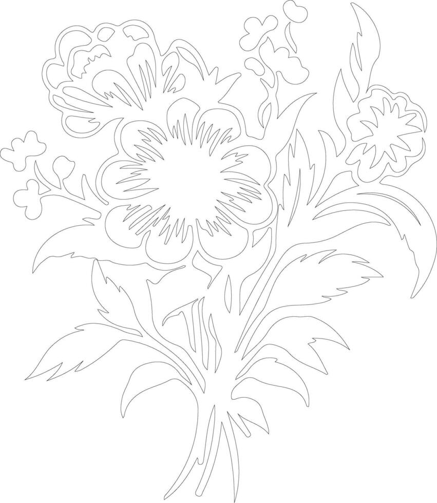 AI generated bouquet  outline silhouette vector