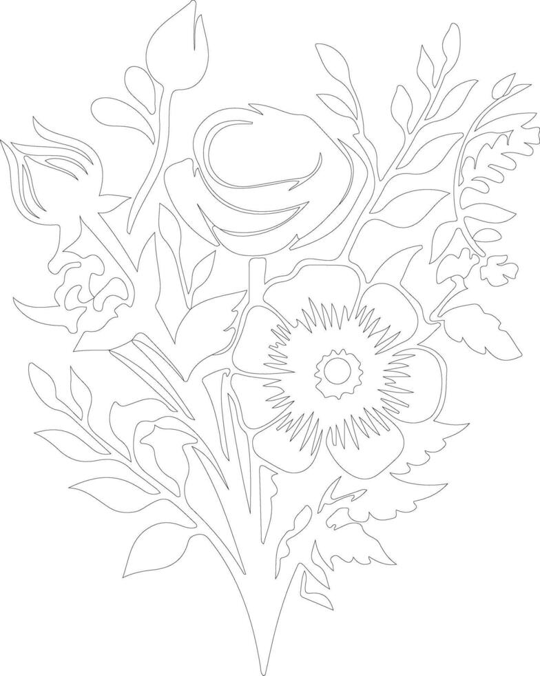 AI generated bouquet  outline silhouette vector