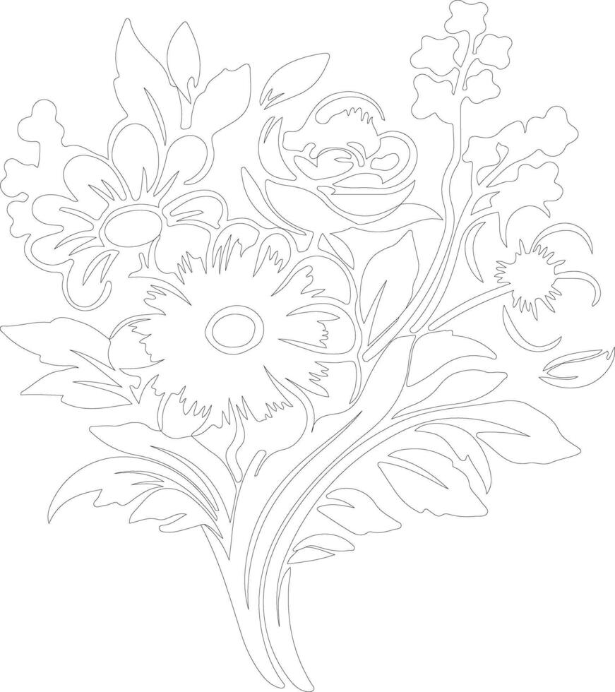 AI generated bouquet  outline silhouette vector