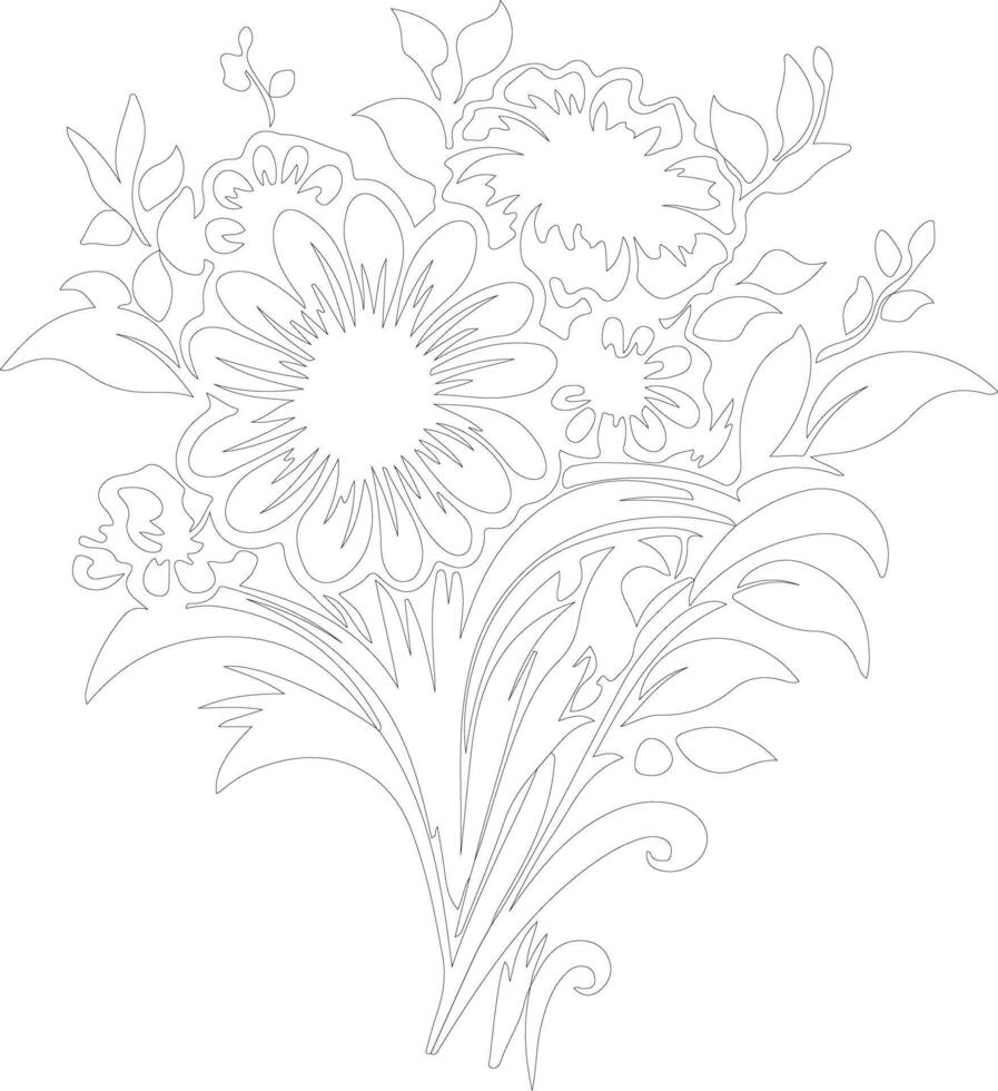 AI generated bouquet  outline silhouette vector