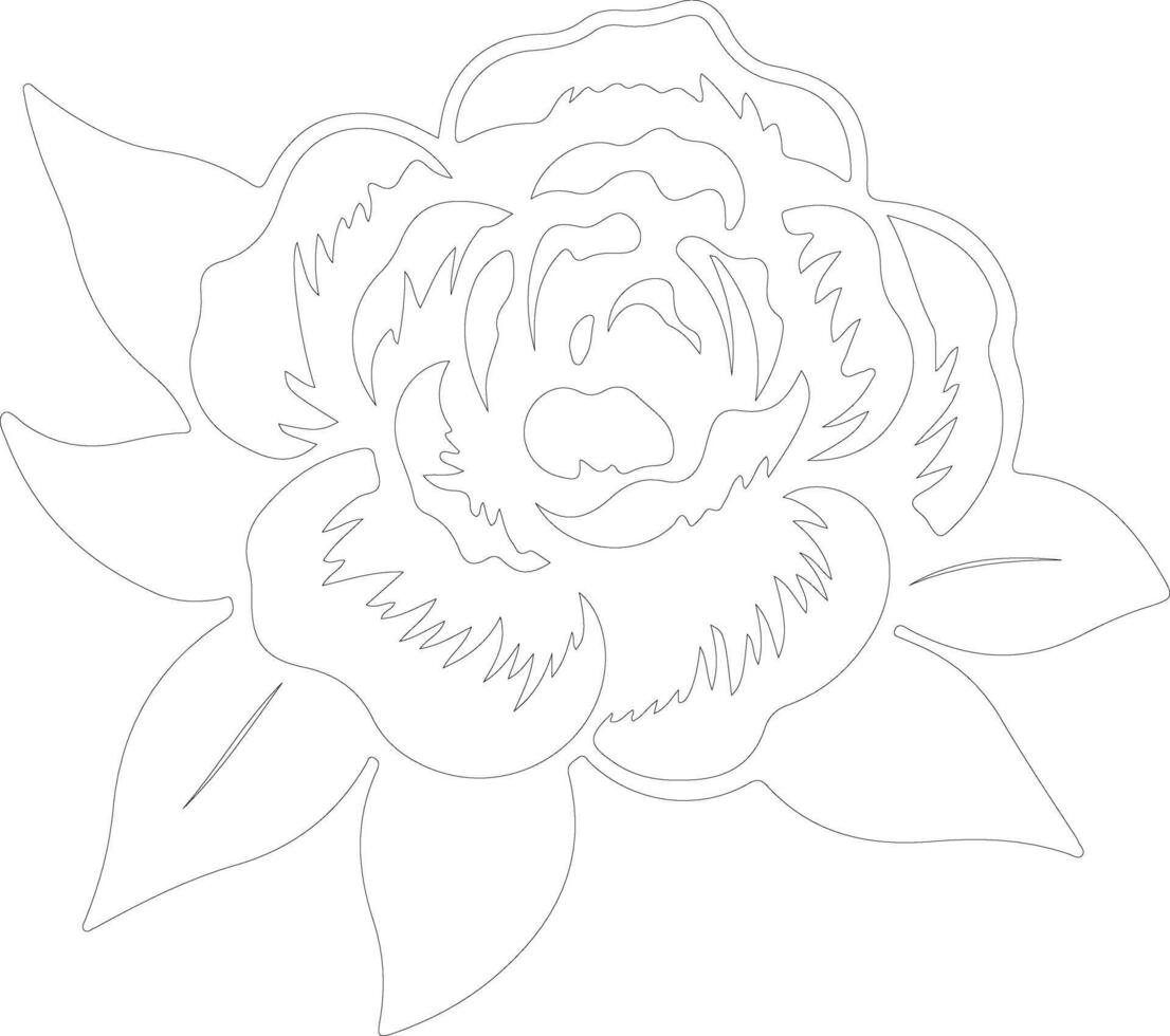 AI generated camellia  outline silhouette vector