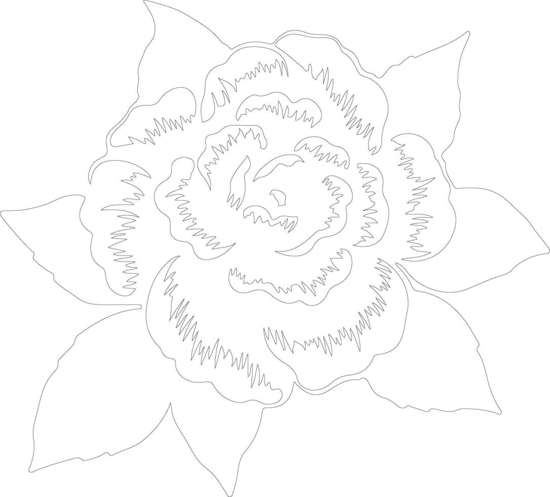 AI generated camellia outline silhouette vector