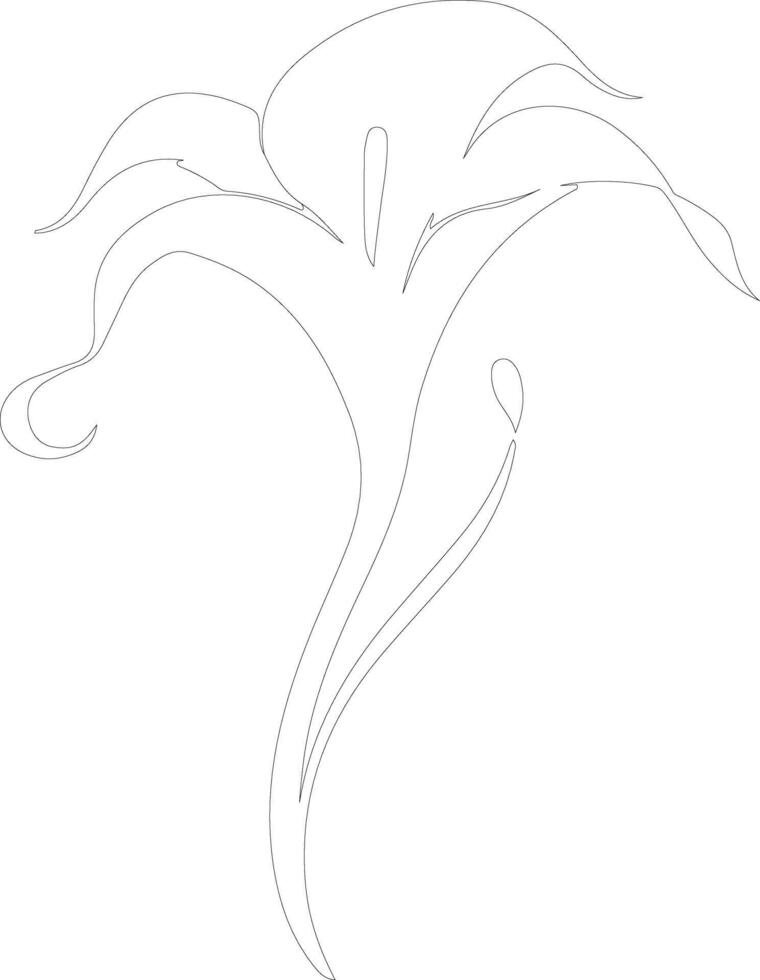 AI generated calla lily  outline silhouette vector