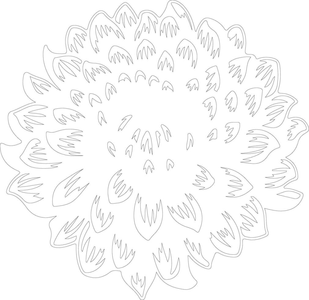 AI generated chrysanthemum outline silhouette vector