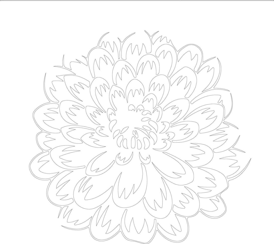 AI generated chrysanthemum  outline silhouette vector
