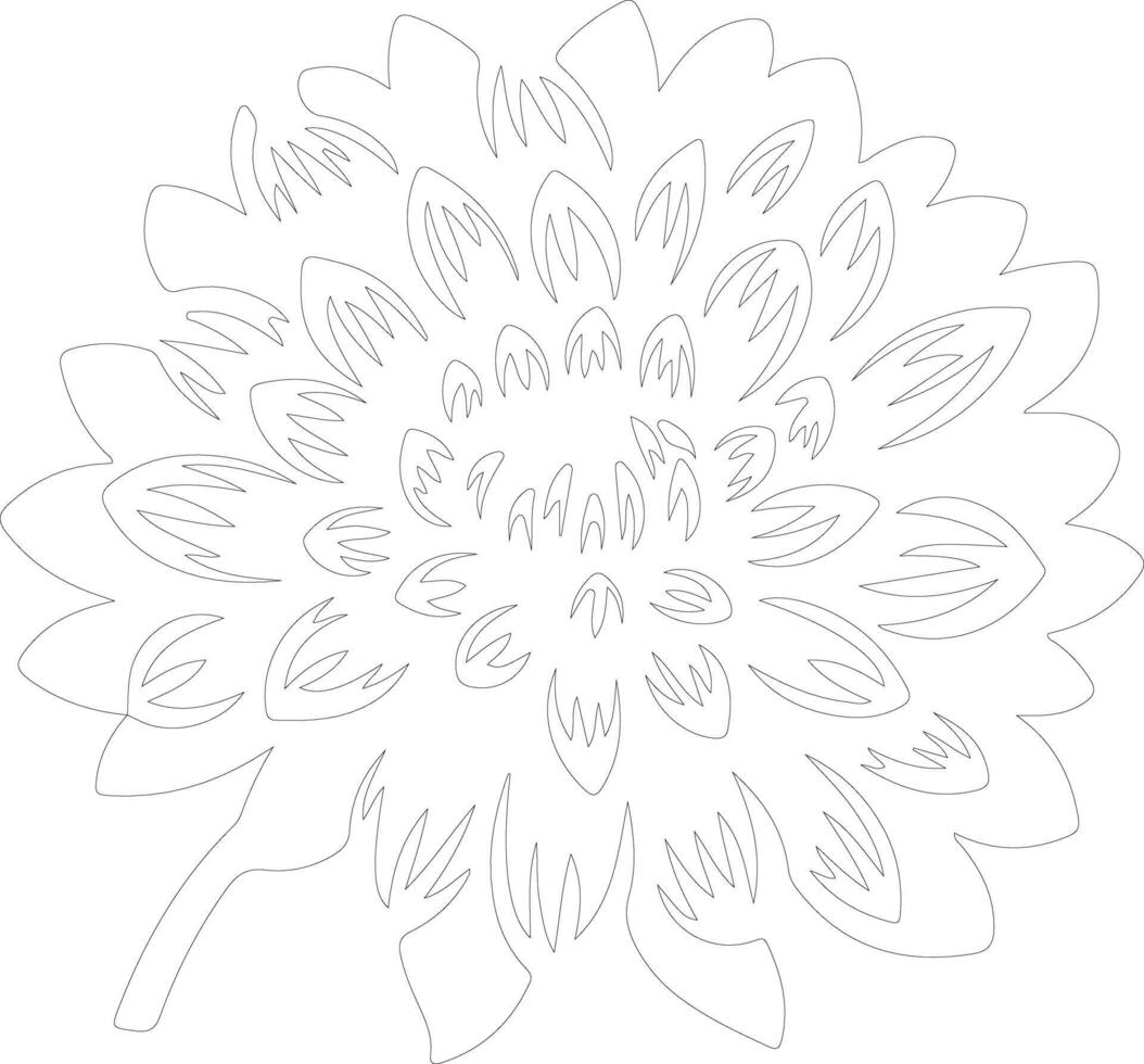 AI generated chrysanthemum  outline silhouette vector