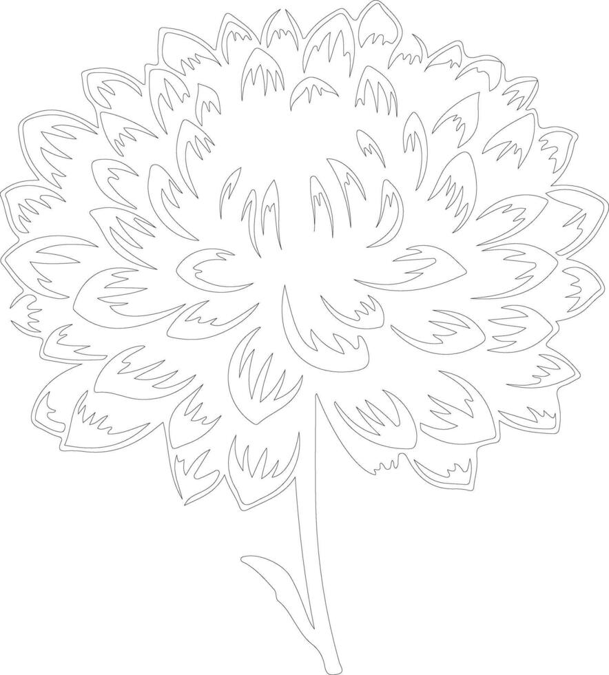 AI generated chrysanthemum  outline silhouette vector