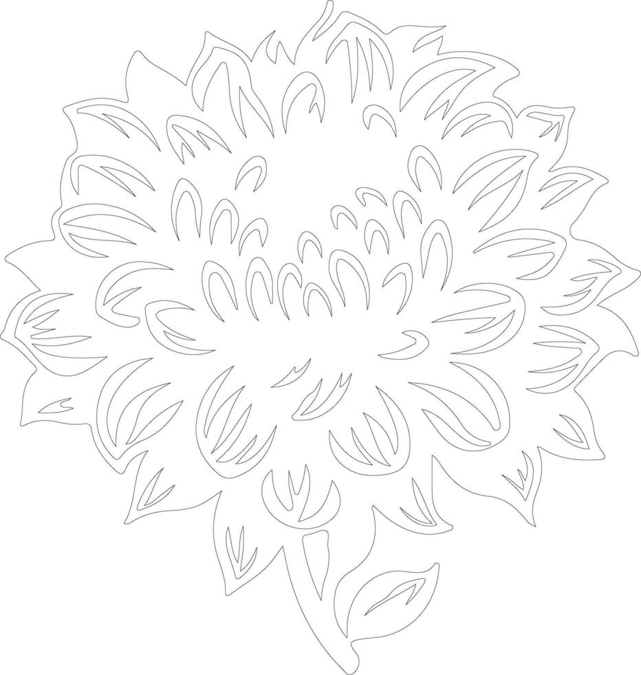 AI generated chrysanthemum  outline silhouette vector