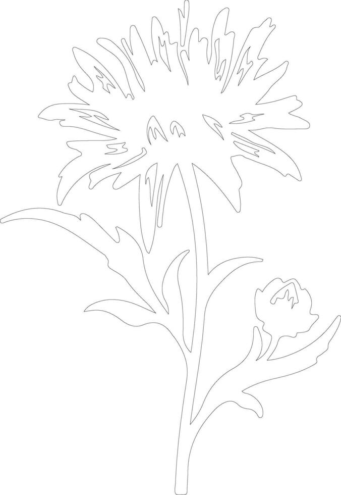 AI generated cornflower  outline silhouette vector