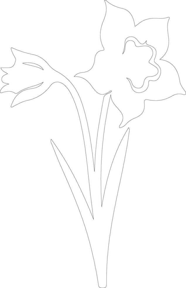 AI generated daffodil  outline silhouette vector