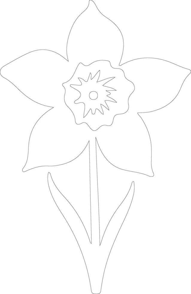 AI generated daffodil outline silhouette vector